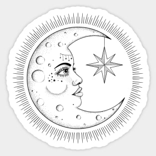 The Moon Vintage Look Sticker